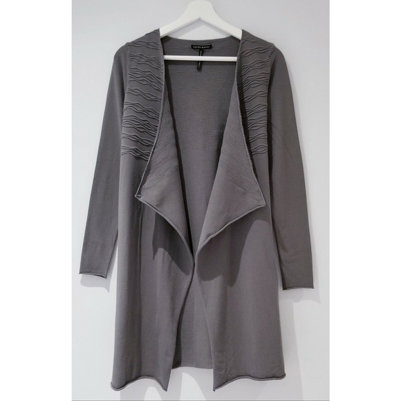 SARAH PACINI ITALY COTTON-BLND ART-TO-WEAR LAGENLOOK OPEN WRAP CARDIGAN TOP XS/S - Picture 2 of 8